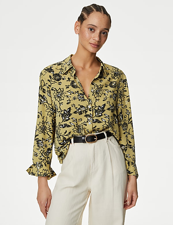 Printed Collared Blouse