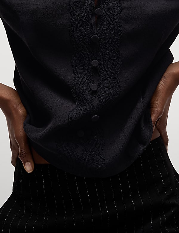 V-Neck Lace Detail Blouse