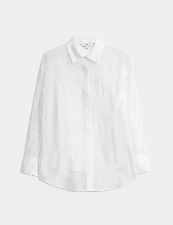 Embroidered Floral Collared Shirt
