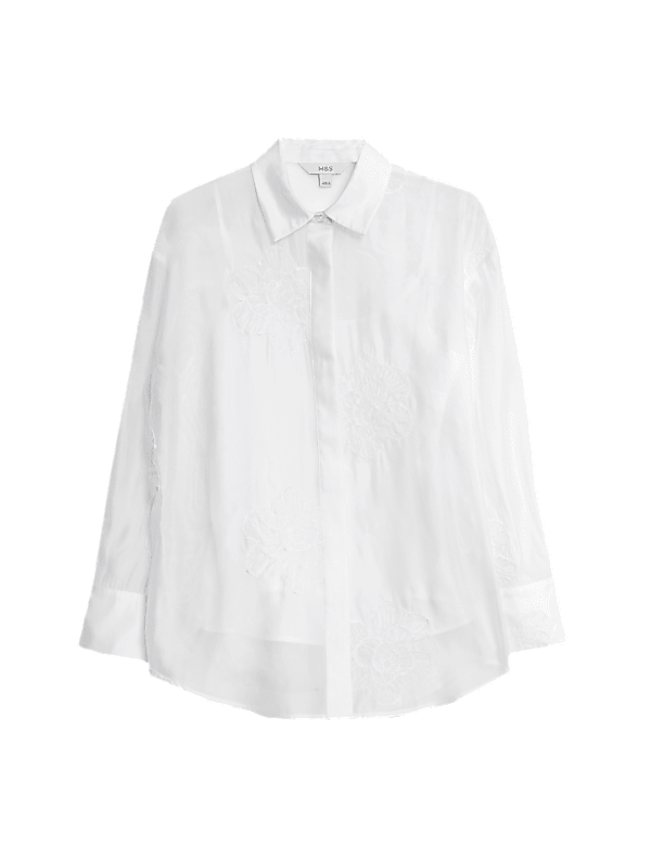 Embroidered Floral Collared Shirt