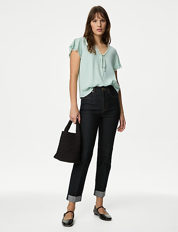 V-Neck Frill Detail Top