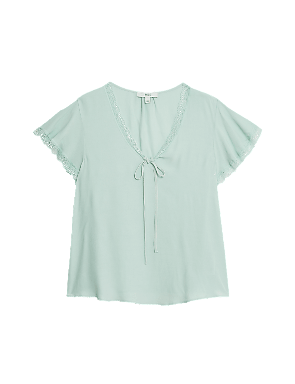 V-Neck Frill Detail Top