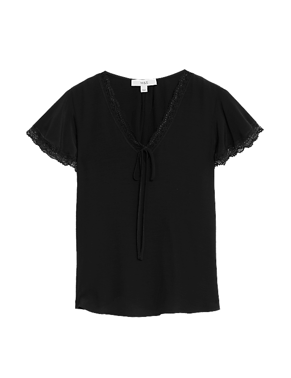 V-Neck Frill Detail Top