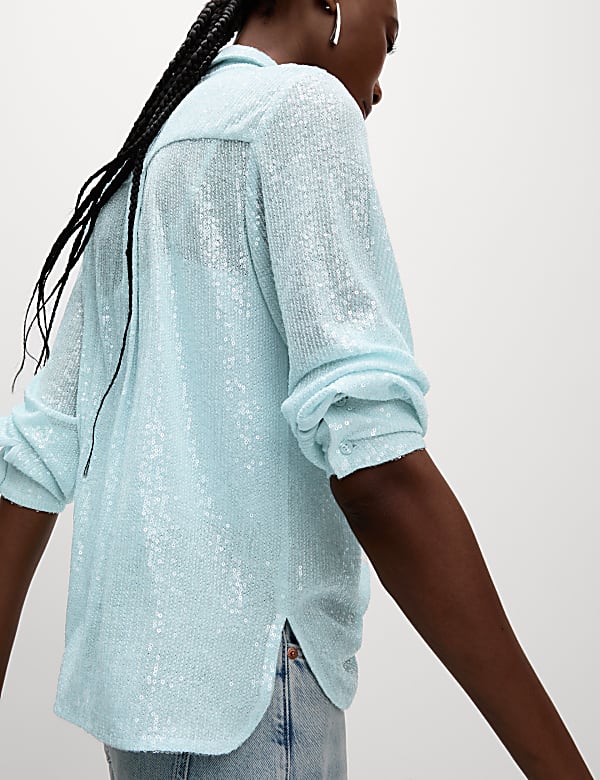Sequin Collared Shirt