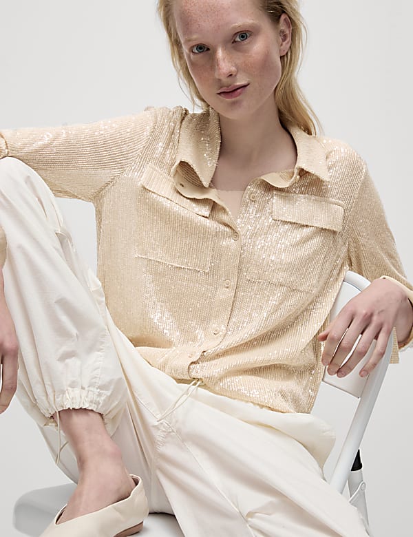 Sequin Collared Shirt