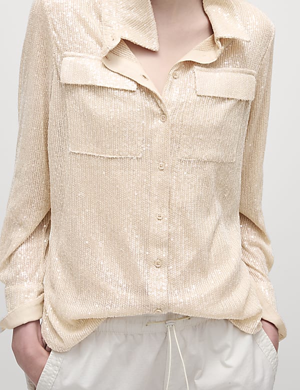 Sequin Collared Shirt