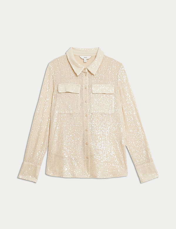 Sequin Collared Shirt - LT