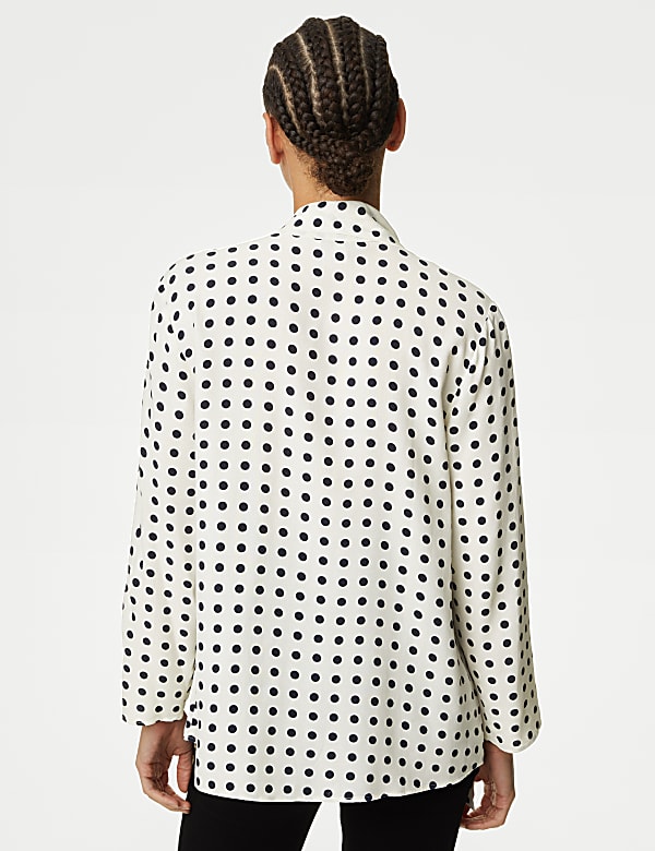 Polka Dot Scarf Neck Blouse
