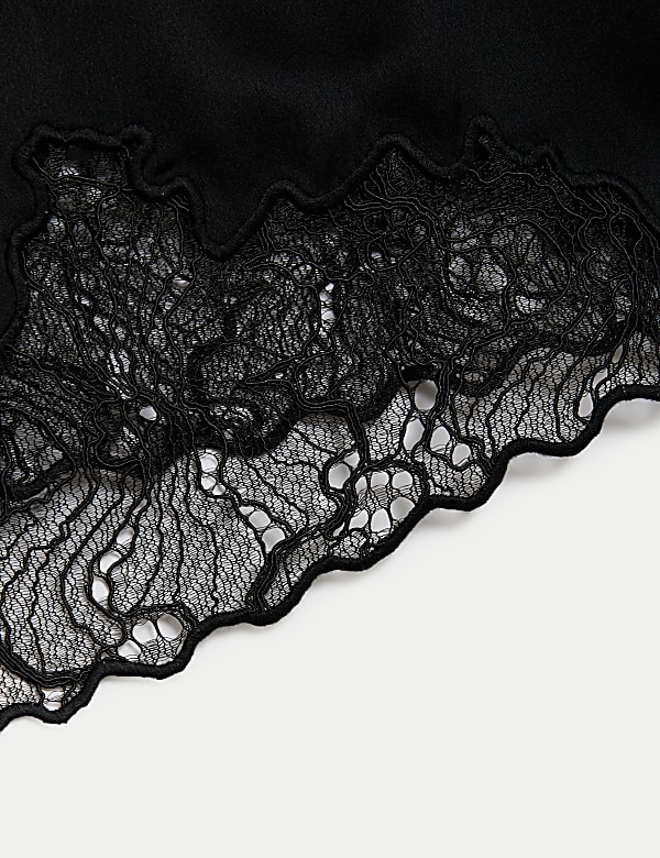 Satin Button Through Lace Detail Shirt
