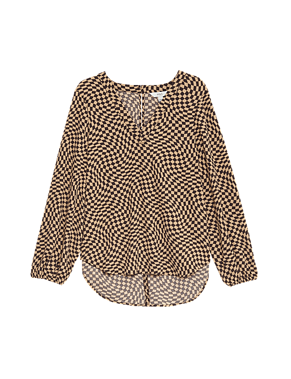 Printed V-Neck Blouse