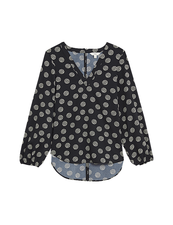 Printed V-Neck Blouse