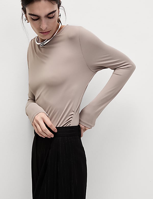 Jersey Shirred Detail Top
