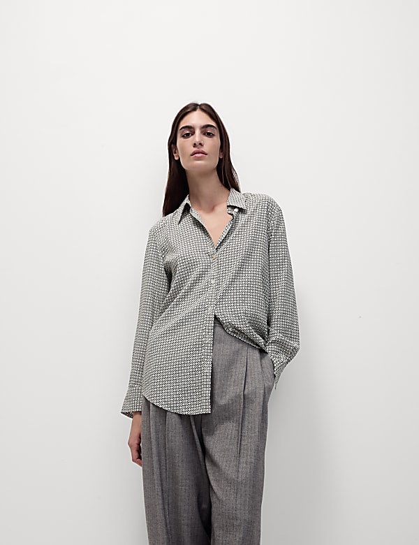 Printed Collared Blouse