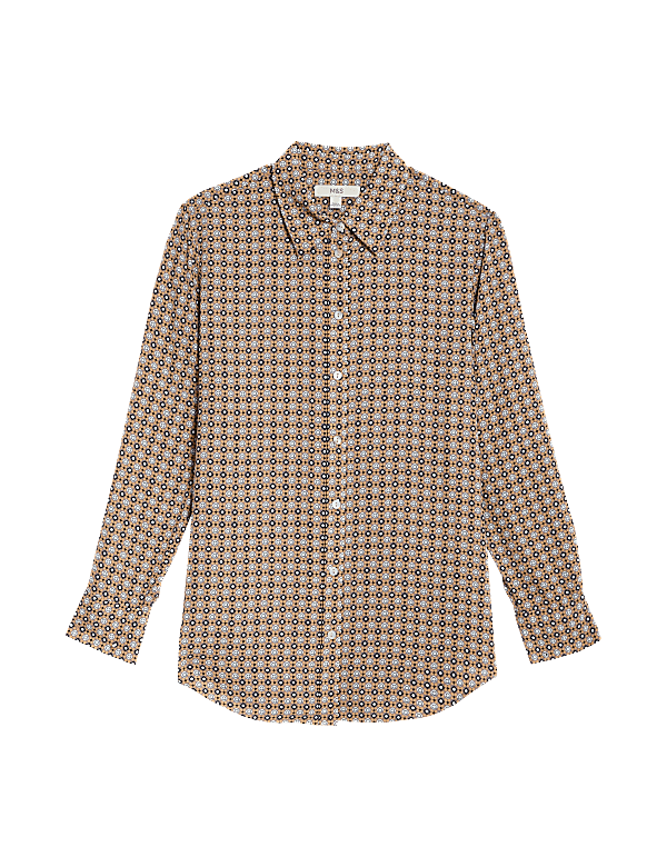 Printed Collared Button Through Blouse