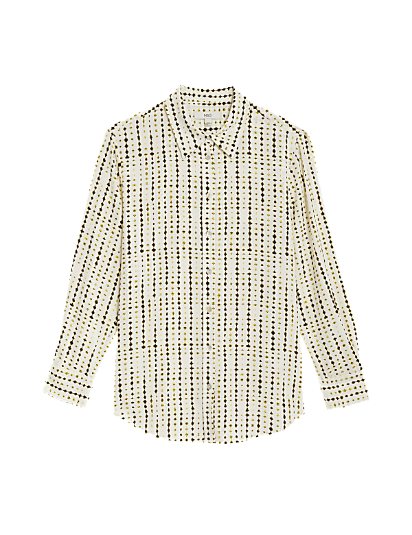 Printed Collared Button Through Blouse