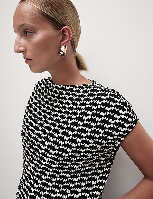 Printed Ribbed Top