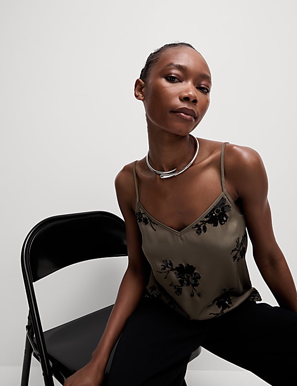 Embellished V-Neck Cami Top