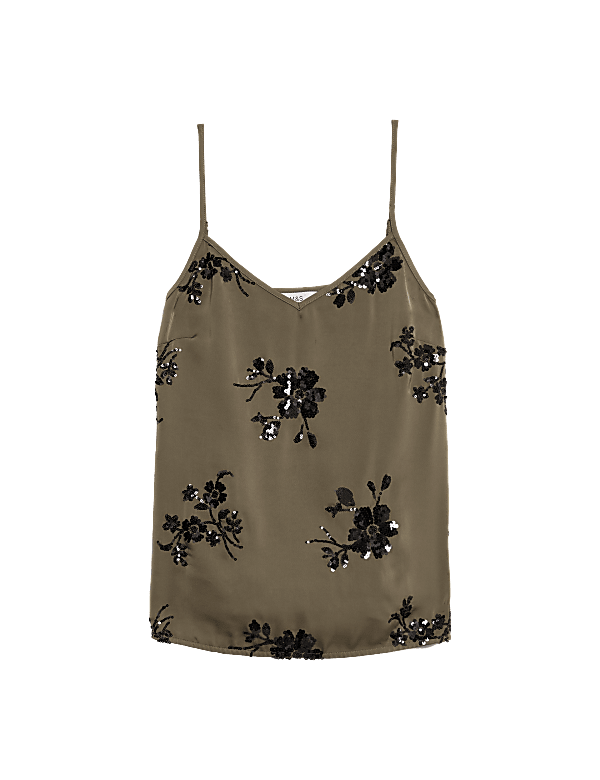 Embellished V-Neck Cami Top