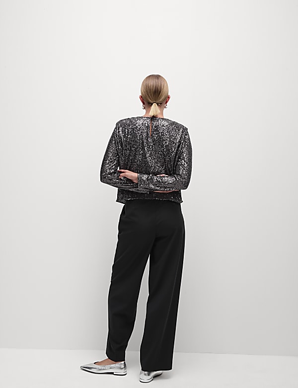 Sequin Round Neck Top