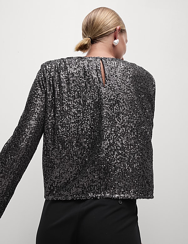 Sequin Round Neck Top