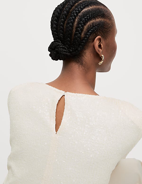 Sequin Round Neck Top