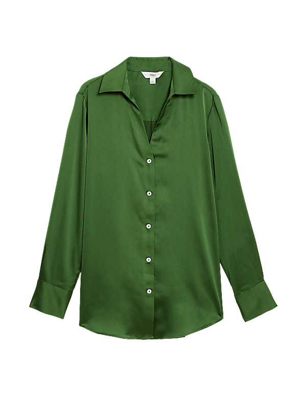 Satin Collared Button Through Shirt