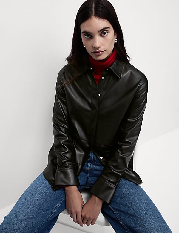 Faux Leather Shirt