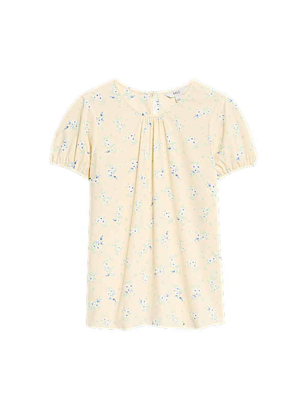Floral Regular Fit Puff Sleeve Top