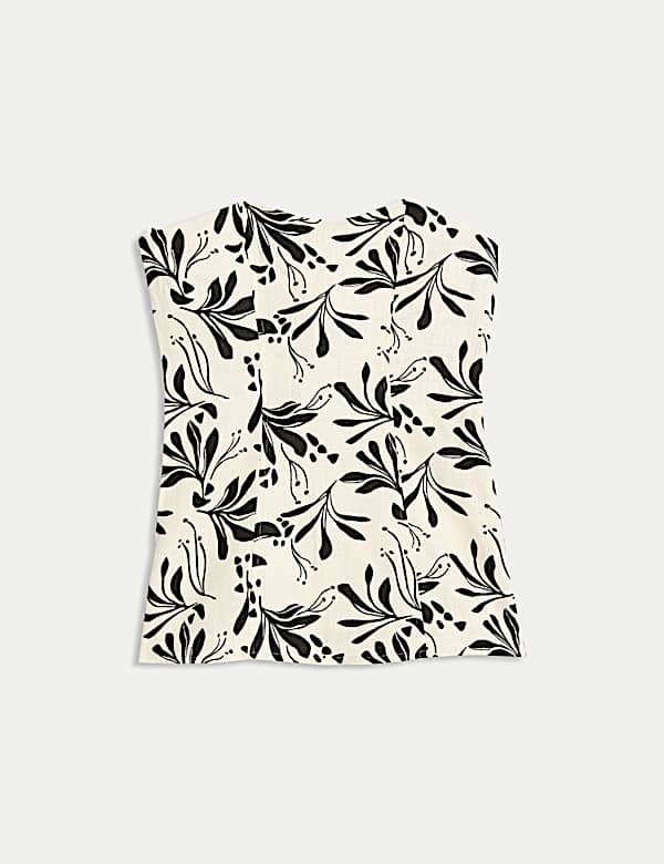 Linen Blend Printed Bandeau Top - DE