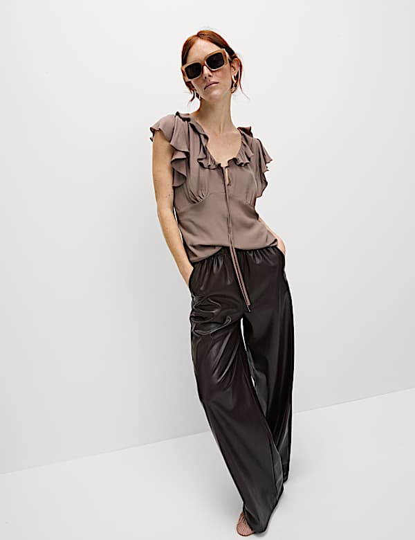 Frill Detail V Neck Top