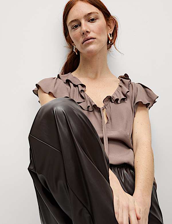 Frill Detail V Neck Top