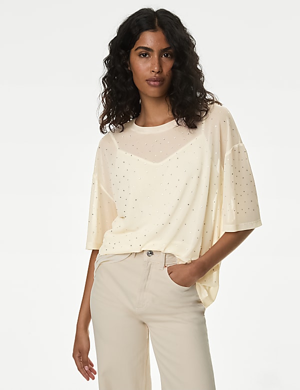 Embellished Round Neck Top - UA