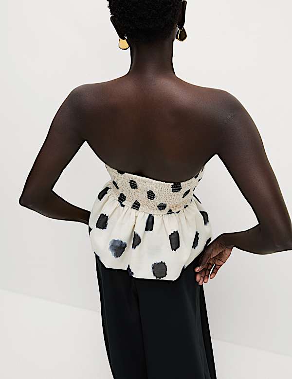 Spot Print Ruched Bandeau Top