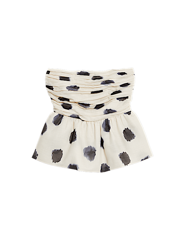 Spot Print Ruched Bandeau Top