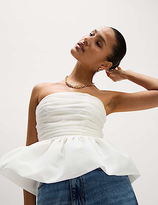 Organza Peplum Bandeau Top - JE