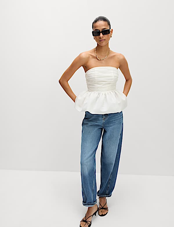 Organza Peplum Bandeau Top - AT