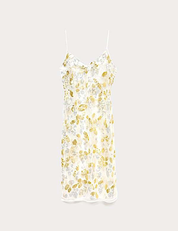Sequin V-Neck Longline Cami Top - BN