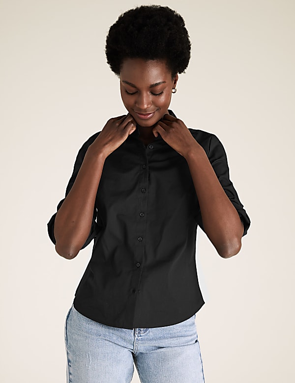Cotton Rich Fitted Long Sleeve Shirt