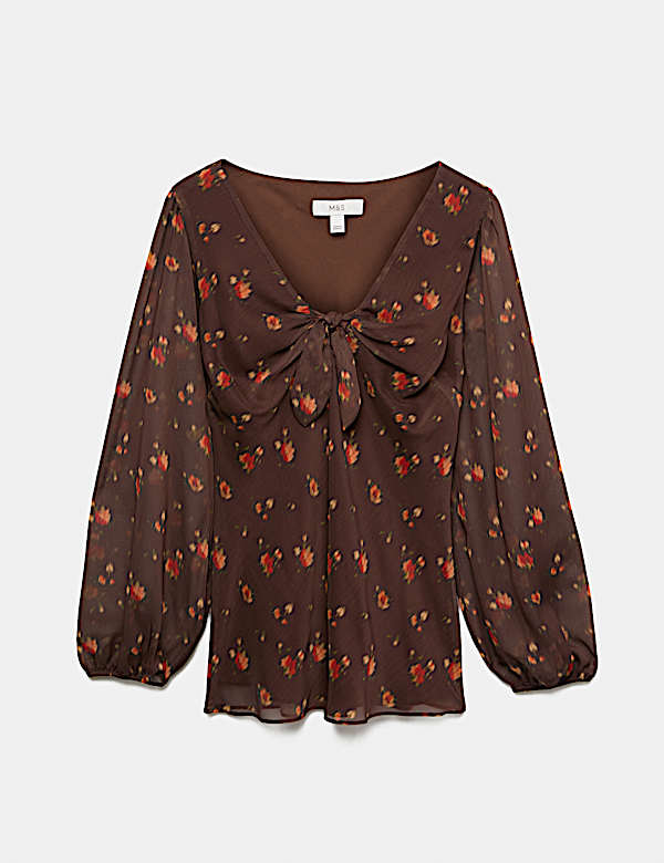Printed V Neck Fitted Top - AL