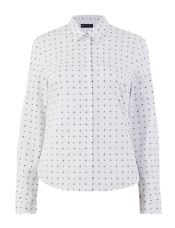 Printed Fitted Long Sleeve Shirt