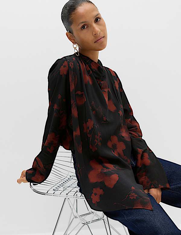 Satin Floral Blouse