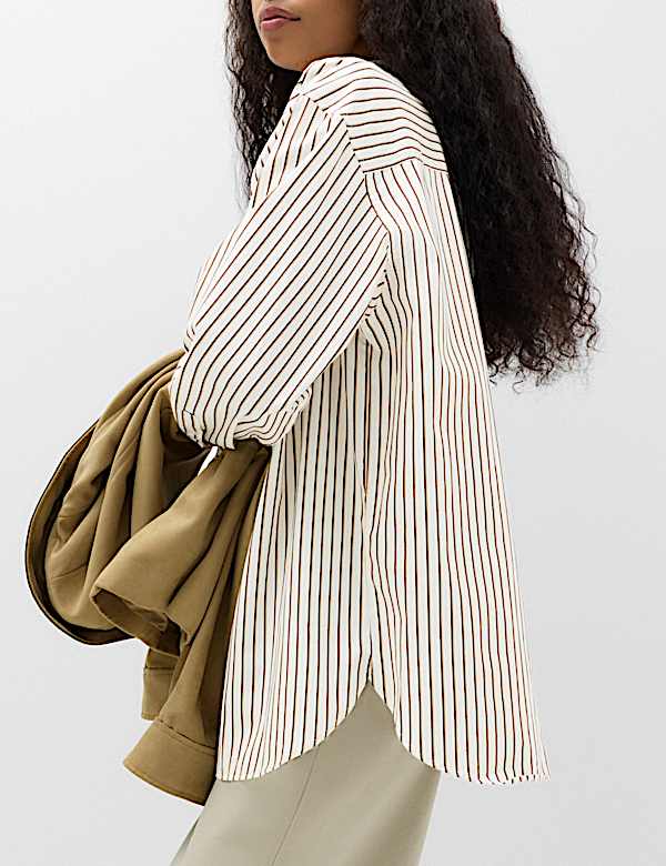Pure Cotton Oversized Striped Shirt - CH