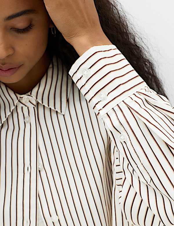 Pure Cotton Oversized Striped Shirt - CH