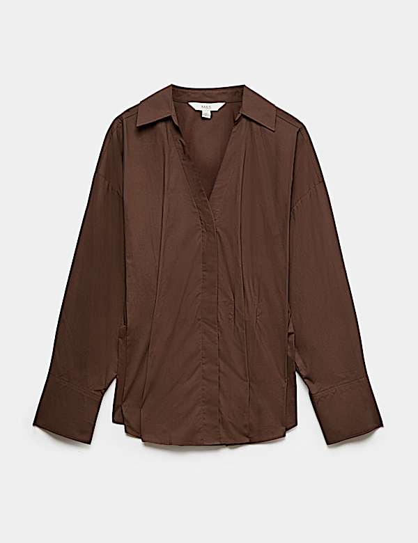 Pure Cotton Collared Waisted Shirt - NO