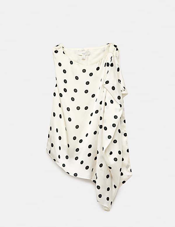 Polka Dot Draped Asymmetric Top - BN