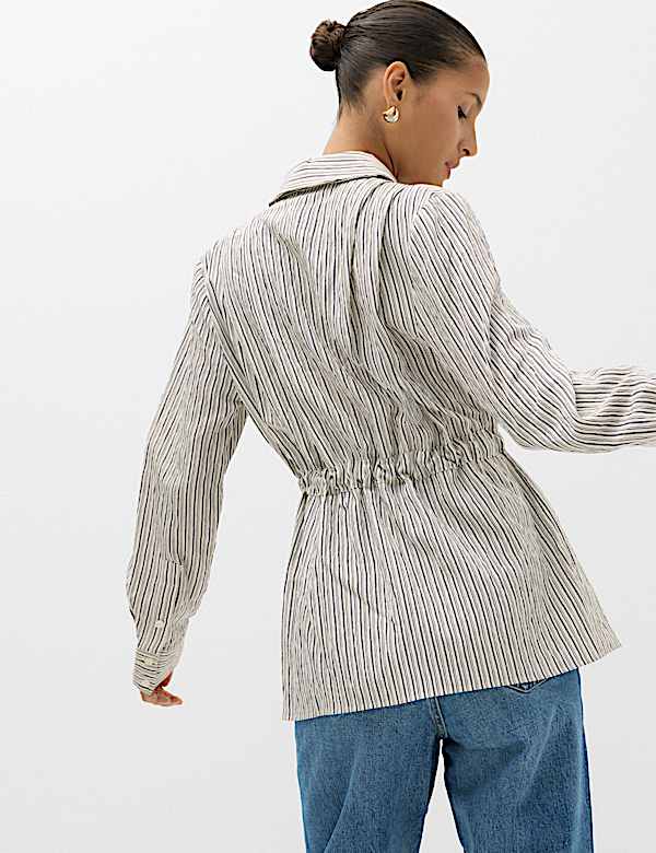 Camisa de rayas con detalle de lazo en la cintura - US