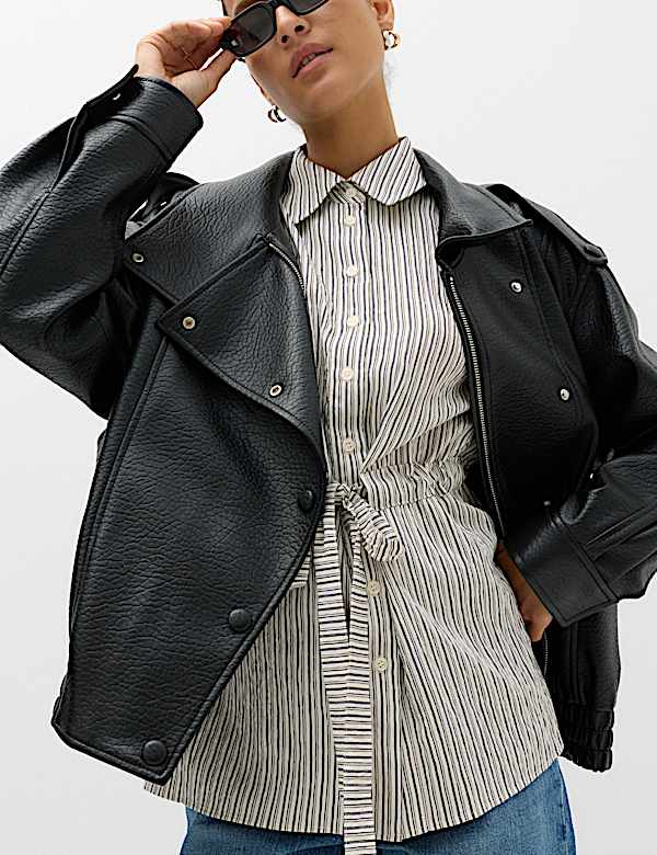 Camisa de rayas con detalle de lazo en la cintura - US