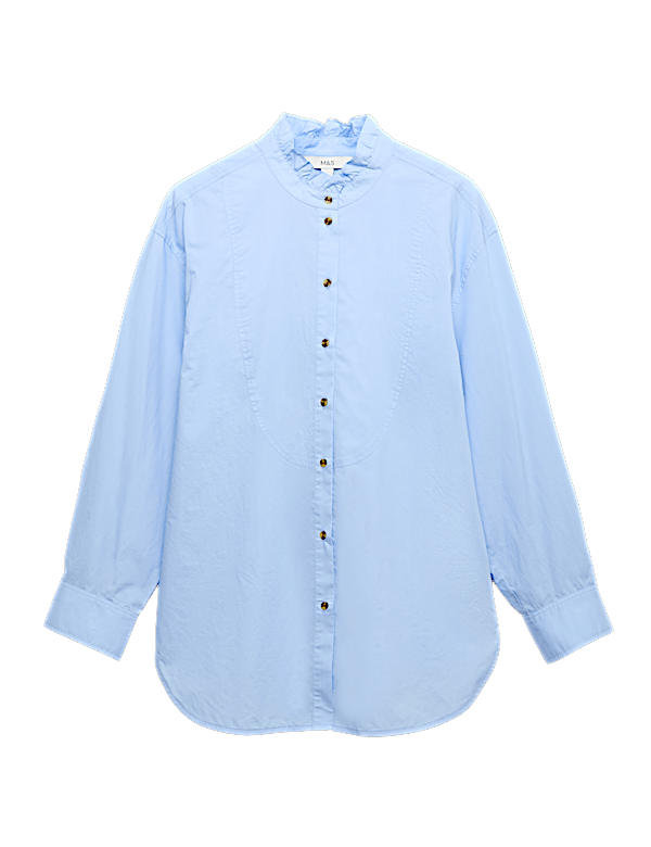 Pure Cotton Pie Crust Frill Neck Shirt