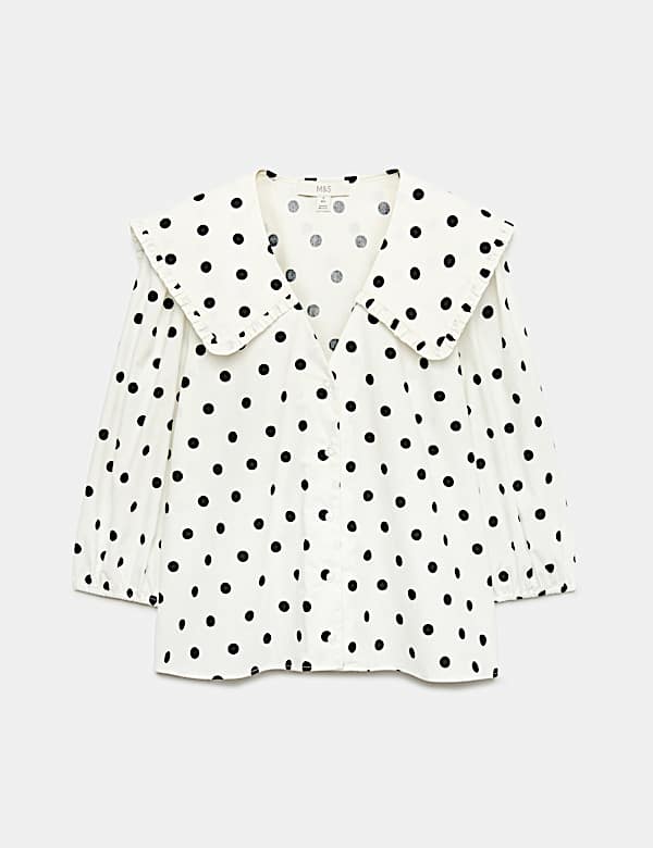Pure Cotton Polka Dot Sailor Collar Shirt - DK