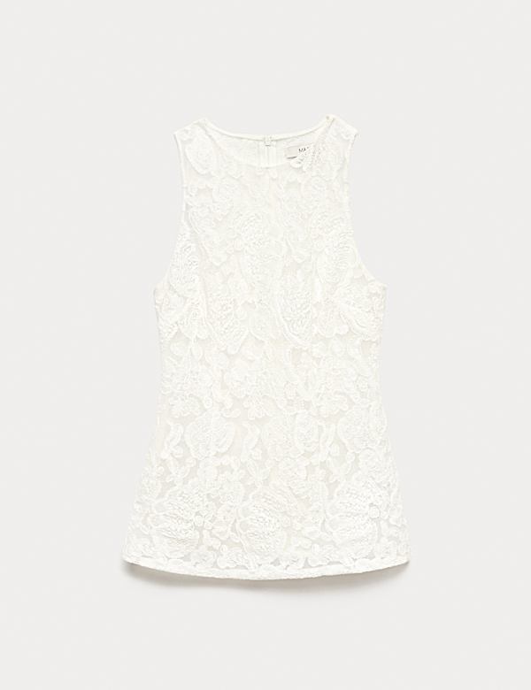 Lace Fitted Tunic Shell Top - LU